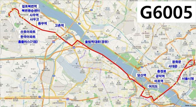 G6005 노선도