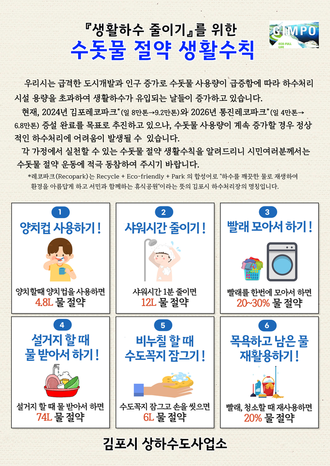 수돗물 절약 생활수칙 홍보문