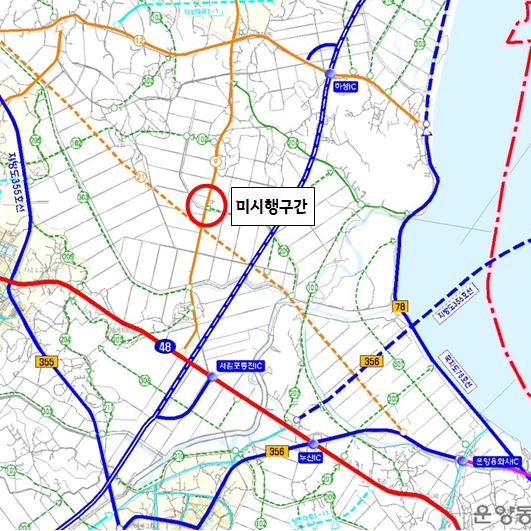 김포시 시도9호선 하사교 구간 도로확장공사 착공 위치도