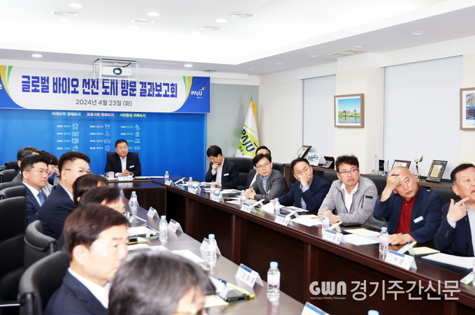  파주시는 4월 23일 글로벌 바이오 선진도시 방문 결과보고회를 열고 파주메디컬클러스터 접목 방안과 향후 파주시가 바이오산업의 핵심 도시로의 도약할 수 있는 발전 방향을 논의하는 등 해외 순방을 마무리하는 자리를 가졌다.<br>