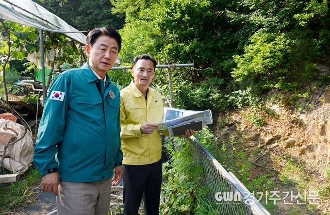  김동근 의정부시장이 여름철 집중호우에 대비해 7월 1일 산사태 발생 취약지역에 대한 긴급 현장점검을 실시했다. / 사진=의정부시제공
